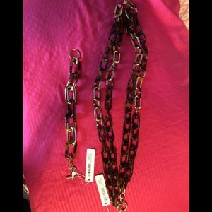 J.Crew tortoise and gold necklace& bracelet NWT